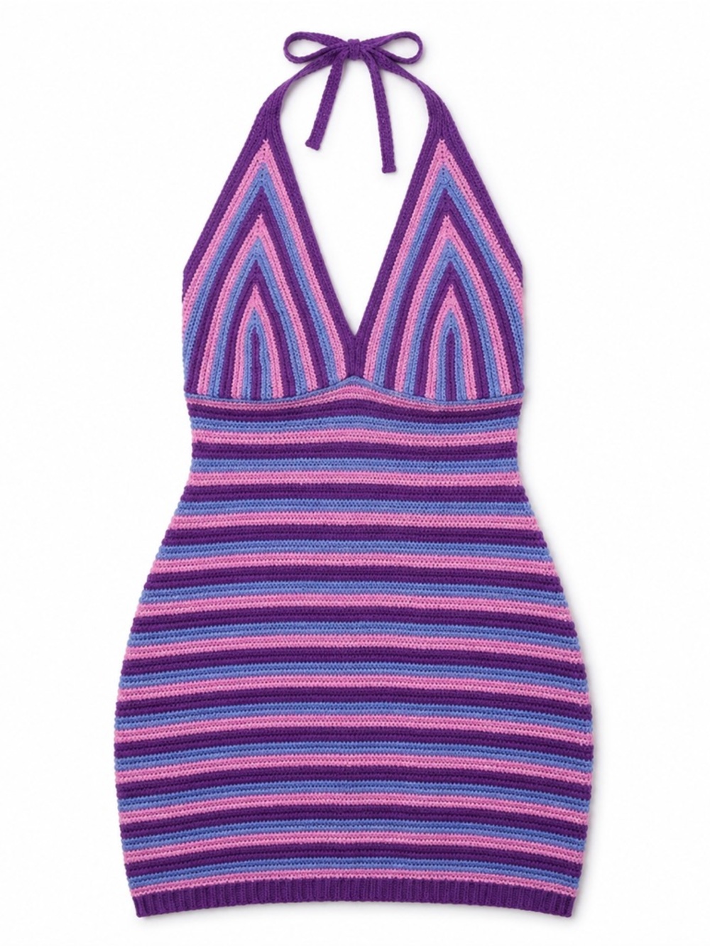 NWT Wild Fable Crochet Halter Striped Multicolor Dress
